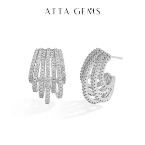 ATTAGEMS Luxury Design Lab-Created Moissanite Earrings for Women 925 Sterling Silver Ear Stud Party Anniversary Gift for Her Fine Jewelry E064 summerwins,summerwins