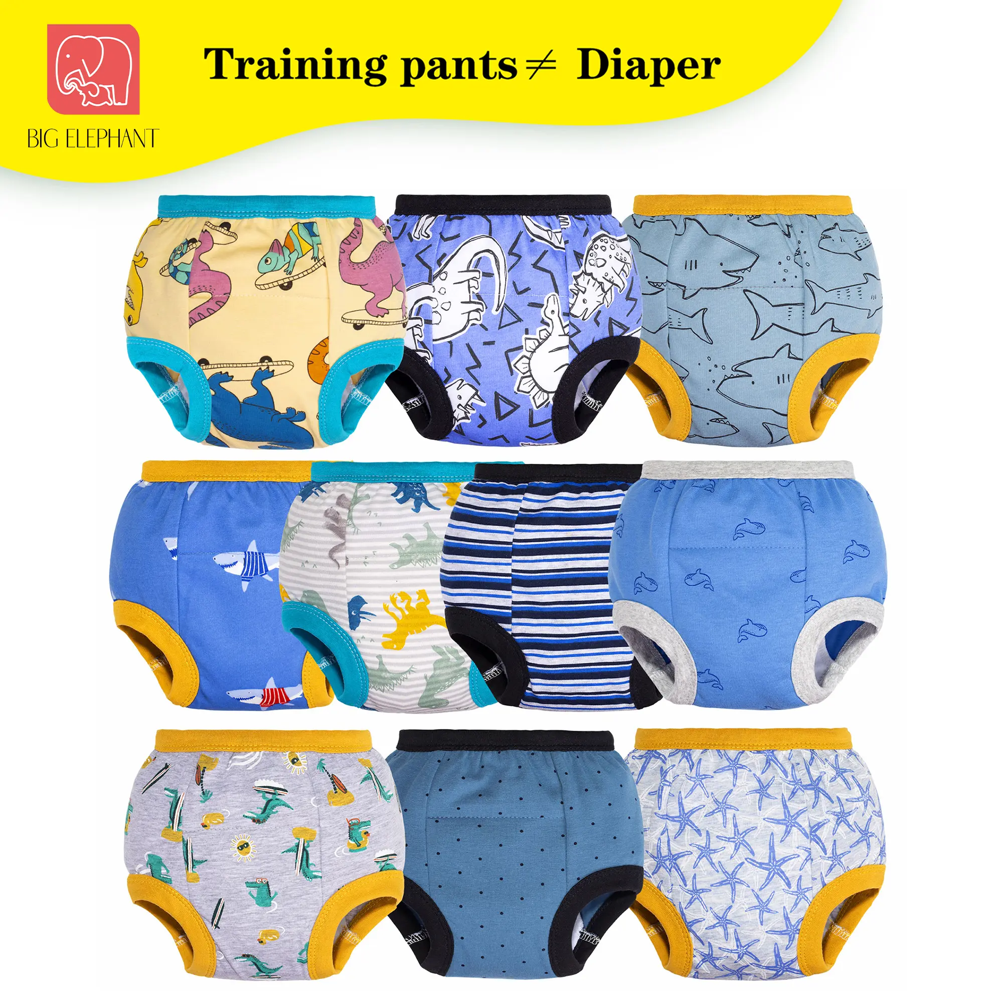 BIG ELEPHANT Toddler Potty Training Pants, 100% Cotton Reusable Training Underwear with Light Absorbency for Daytime Potty Learning,back to school