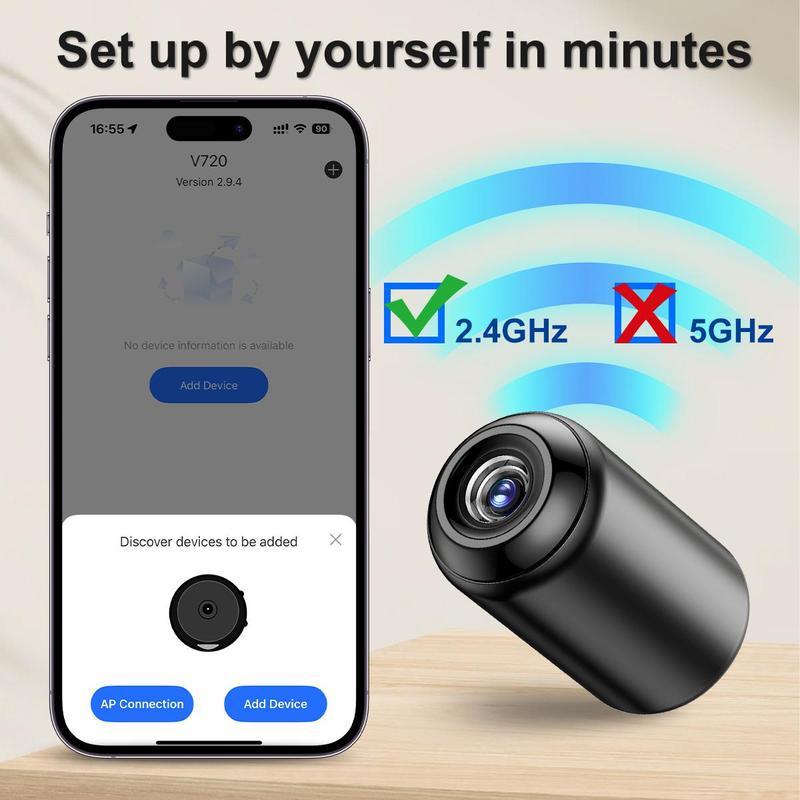 Wireless Indoor Hidden Spy Camera with Night Vision – Mini Security Cam for Baby, Pet, and Home Monitoring, Works with Smartphones and Tablets – Ideal Holiday Gift