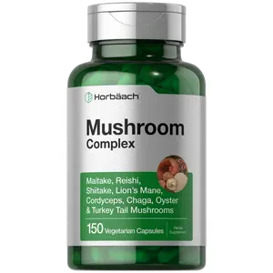 Horbäach Mushroom Complex Capsules | 150 Count | Non-GMO & Gluten Free Supplement | Reishi, Chaga, Lions Mane, Cordyceps, Maitake, Shiitake, Oyster and Turkey