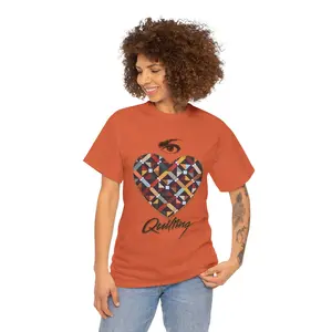 I Love Quilting Heart T-Shirt | Eye Motif, Geometric Quilt Design