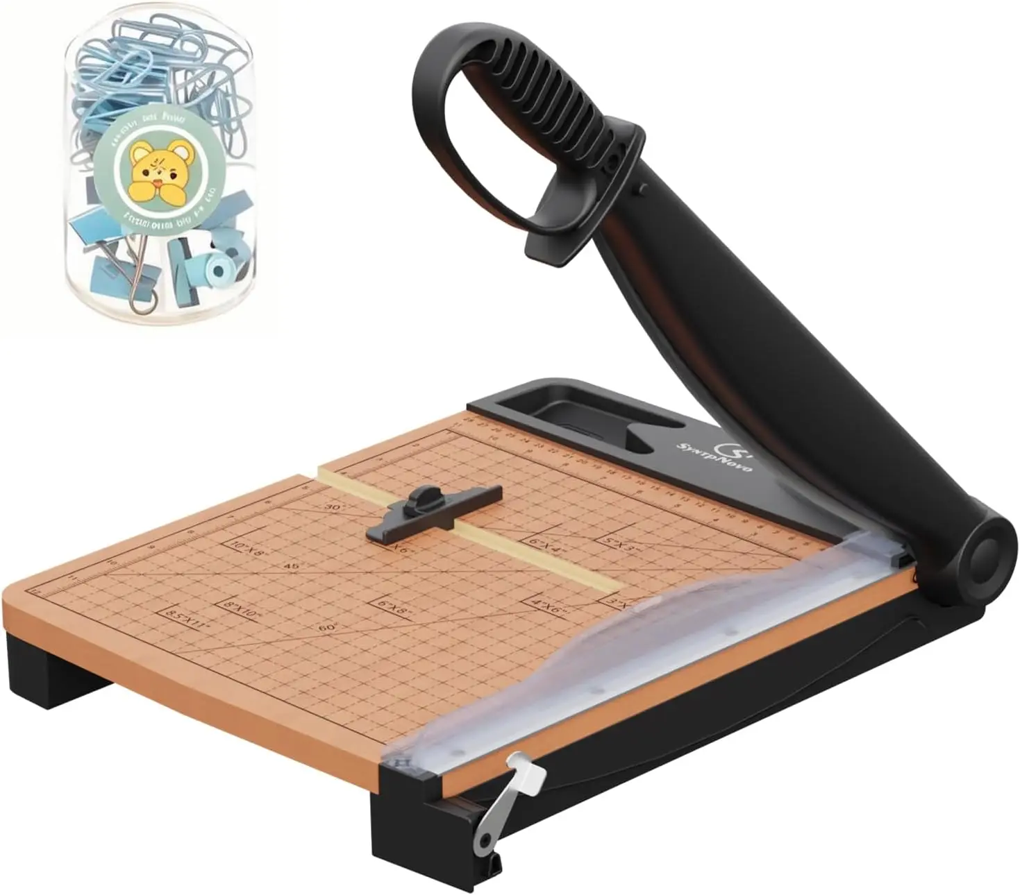 ‎SyntpNovo 12 Inch Heavy Duty Paper Cutter, Wood Guillotine Paper Cutter & Paper Trimmer, 30 Sheets Capacity Paper Cutting Board for Classroom, Crafting, Cardstock Black