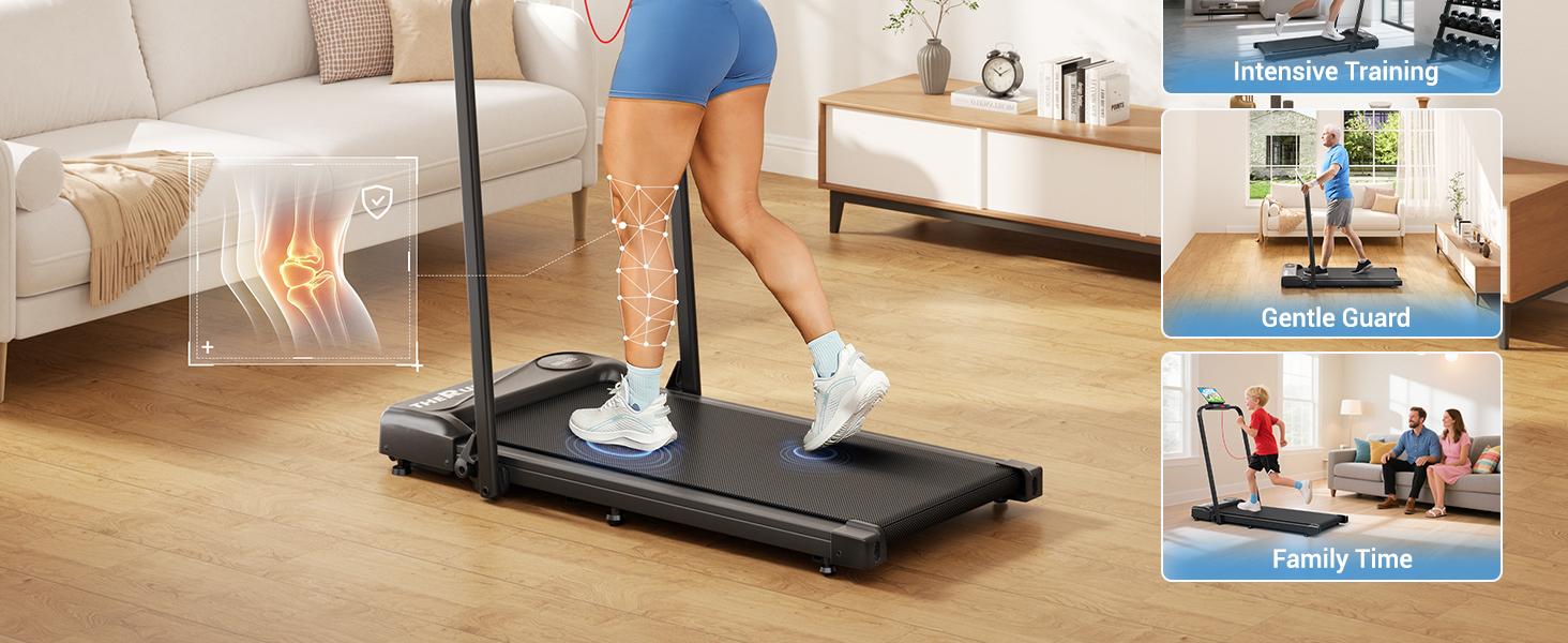 THERUN Foldable Walking Pad, Treadmill with Handle Bar, 265 lbs Load Shock Absorption LED Display & Remote Control Compact Treadmill for Home & Office Exercise THERUN Foldable Walking Pad, Treadmill with Handle Bar, 265 lbs Load Shock Absorption LED Display & Remote Control Compact Treadmill for Home & Office Exercise