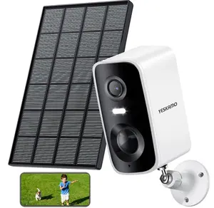 2K Solar Security Camera Wireless Outdoor/Indoor, Battery Powered with Solar Panel, Color Night Vision, AI Motion Detection, Two-Way Audio, Spotlight Siren, IP65 Waterproof WiFi Camera