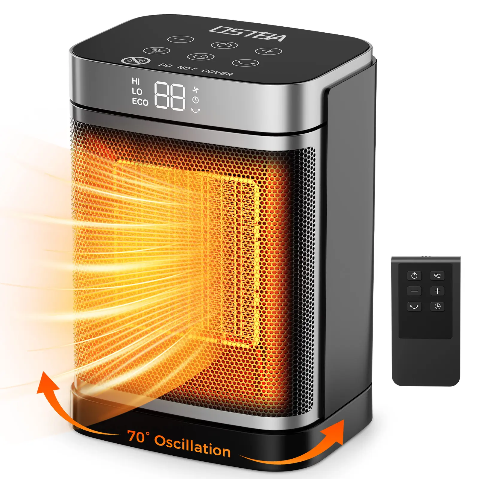 OSTBA Portable Electric Thermostat Heater, 1500W Ceramic Space Heater with 70° Oscillation, Remote Control & 24H Timer, Safe & Quiet Heater for Bedroom, Office, Desk, ETL Listed,dorm essentials,home essentials