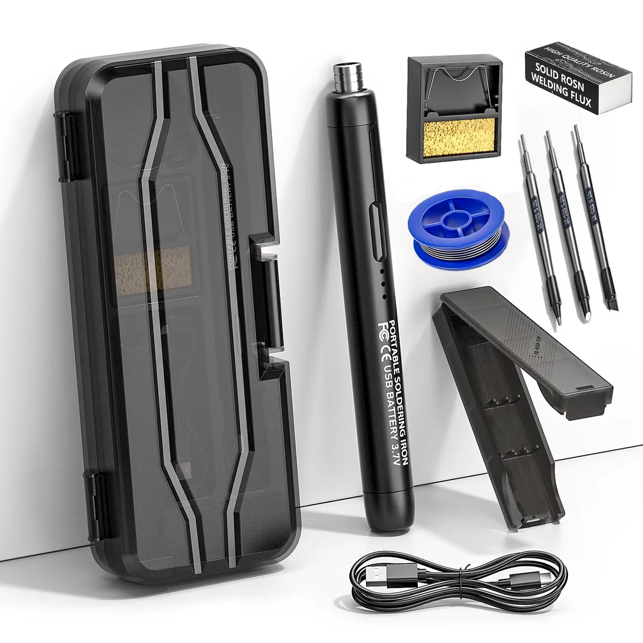 USB or battery dual-use soldering iron, 3-speed temperature adjustable, with 3pcs soldering iron tip Cordless
