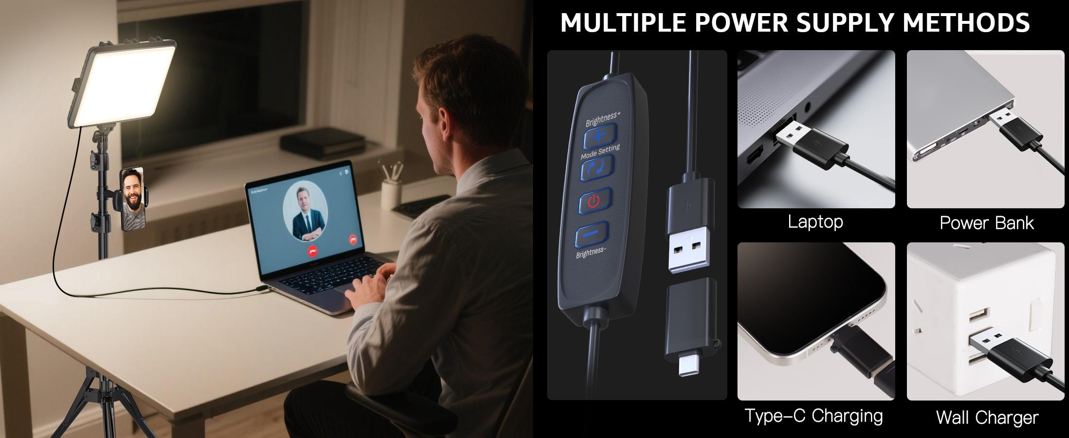 NiceVeedi Studio Light 2-Pack LED Video Light Kit with Tripod Stand & Phone Holder, 2800-6500K Dimmable, 73" Stream Light for Video Recording