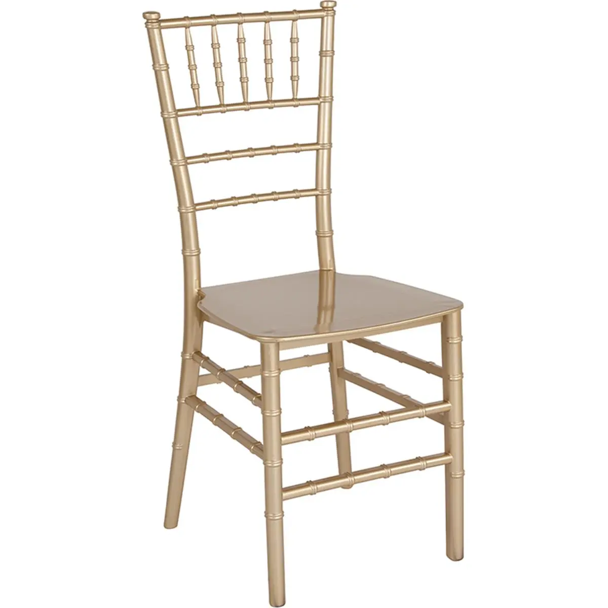 Hercules Series Traditional All-Weather Resin Stacking Chiavari Dining Chair - Rectangular Solid Back, Commercial Use, Non-Stick, Anti-Static Finish, Fully Assembled, 1-Piece Frame, 35x15x18.75in Indoor-Outdoor Furniture for Weddings, Banquets