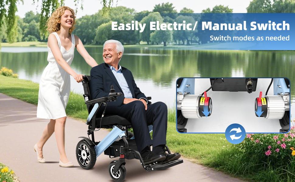 Zygenair Electric Wheelchair for Adults, Lightweight Foldable Aluminum Frame, Dual Motor 24V Power, Long Range Lithium Battery, 300 lbs Capacity