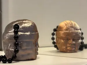 Gold Olmec Head Necklace