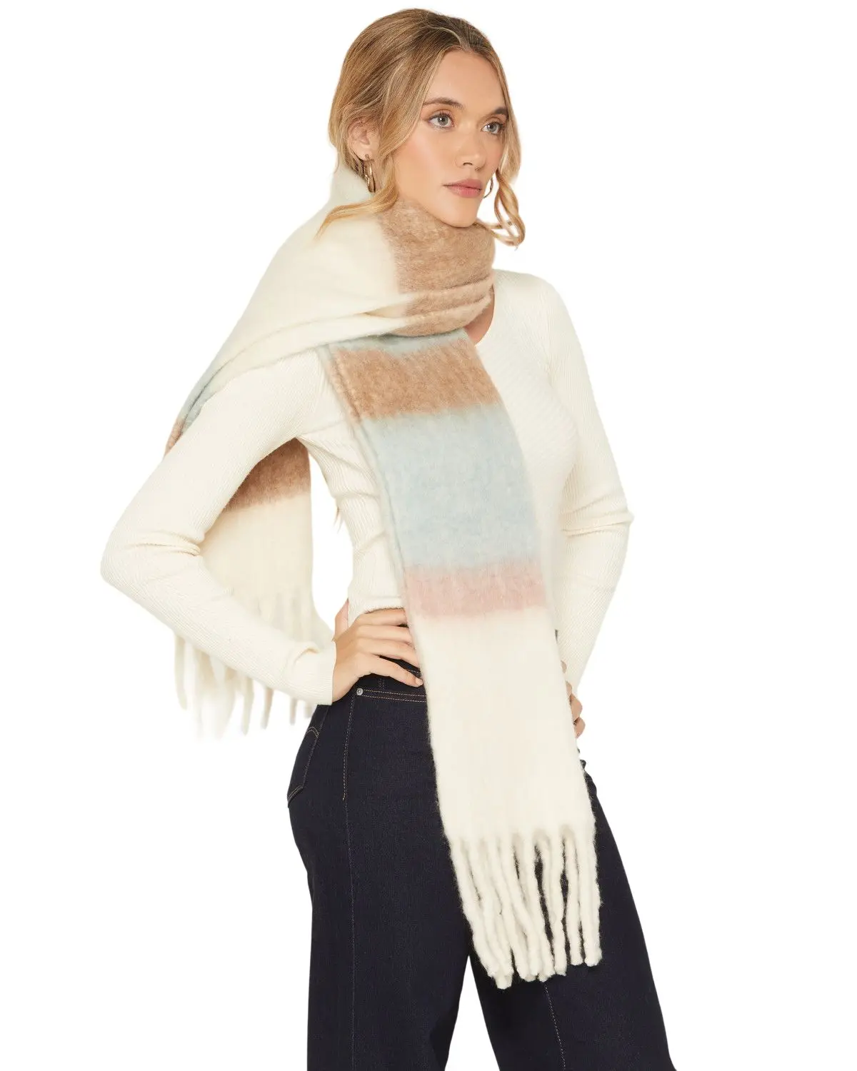 Shyanne Women's Women'S Fable Oversized Wool Blend Scarf - Safa25cw12-Wht