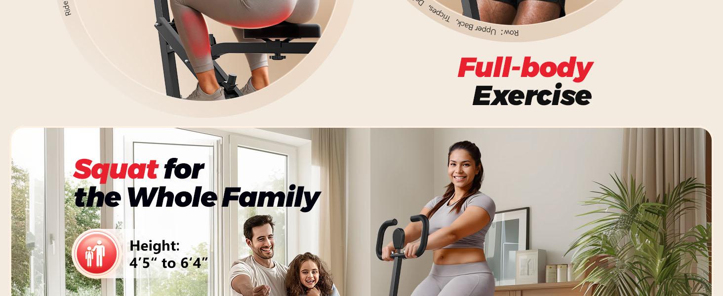 FEIERDUN Squat Machine for Home, 3 Resistance Levels, Glute Trainer & Rowing, Foldable, Easy Setup, 330 LBS Capacity, Full Body Workout, Strength & Balance #SpringStatements