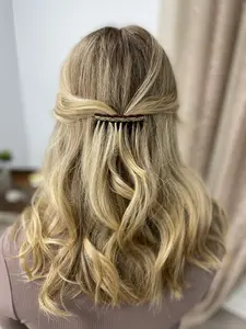 French Vintage Gold Stamped Tortoise Shell Hair Comb