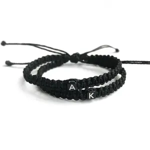 Couple Bracelets, Initials, Blue His and Hers, Distance, Love Knot, Anniversary gift, Matching Bracelets