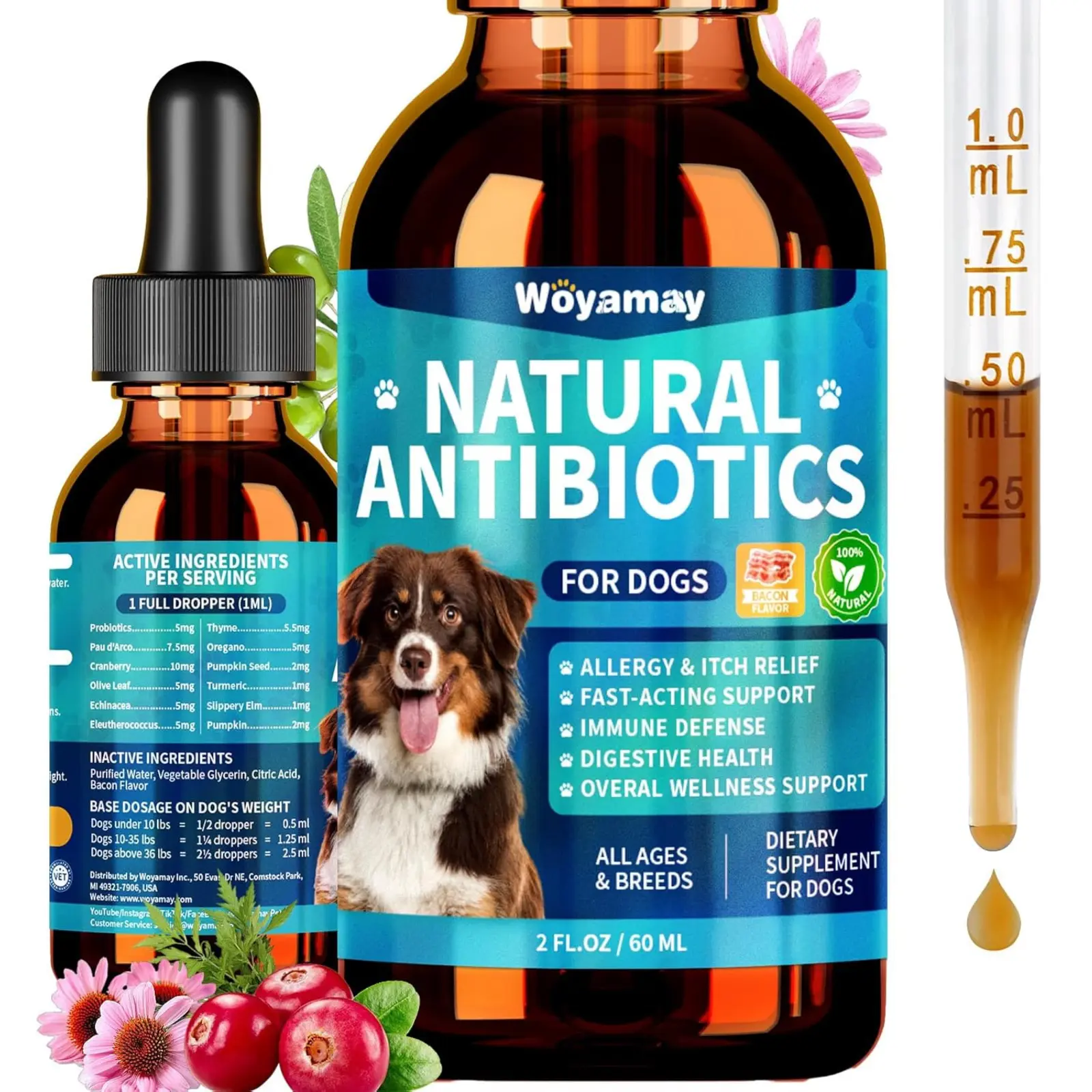 Herbal Drops for Dogs, Natural Formula for Dog Allergy Relief is Human, Urinary Tract Health, Itch Relief & Digestion Support with Turmeric Vitamin E Prebiotic, Overall Health Supplement #tiktokshopbacktoschool