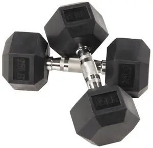 Balancefrom Rubber Hex Dumbbells, 25Lb Pair, Black Everyday Essentials