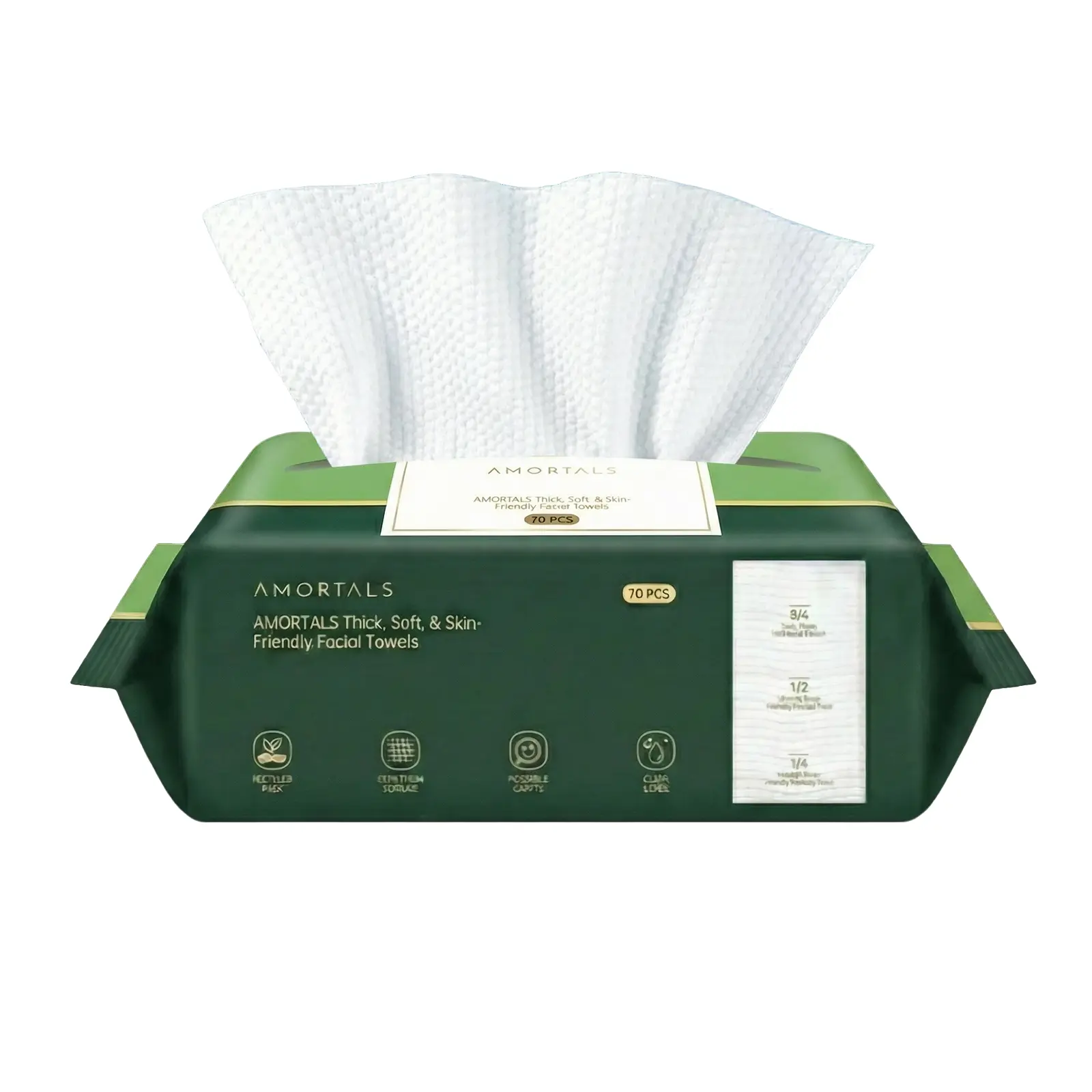 Soft Facial Tissues Disposable Face Towel - 70 Pcs Regenerated Cellulose Fiber Set, 80g Thick, Unscented, Sensitive Skin-Friendly, Breathable, Lightweight, Highly Super Absorbent, Dry & Wet Use, Portable Beauty & Personal Care Bathing Accessory