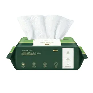 [Buy 3 Get 1 FREE]AMORTALS Thick Soft Facial Towels 80g Disposable Face Towels Dry & Wet Use for Daily Skincare