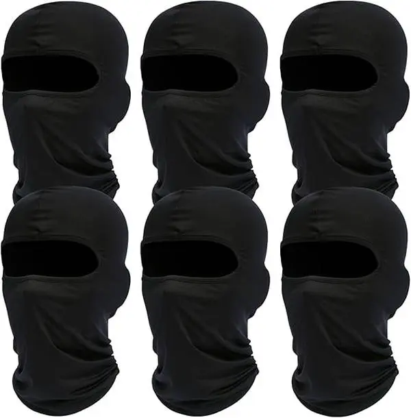 Dog & Cat Balaclava Hats, 6-Pack Black Windproof Breathable Motorcycle Face Masks, Full-Face Outdoor Sports Pet Supplies for Dogs/Cats, Motorcycle Face Mask, Breathable Balaclava