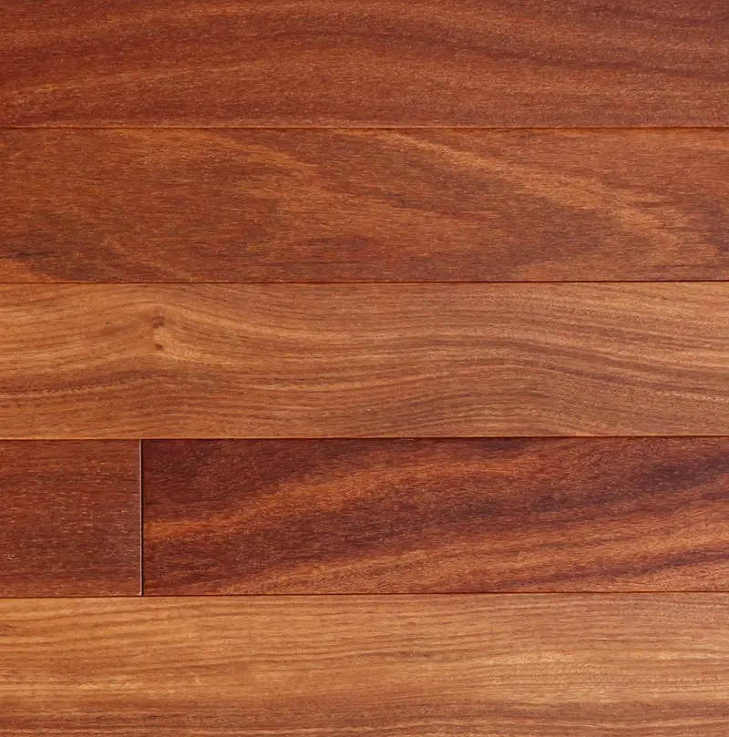 Click Engineered Hardwood Floors Plank, 3/8 in. Thick, 5 in. Width, 4-48 in. Length, Brazilian Teak Cumaru, Natural UV Finish, 4-26.05 Ft. Coverage, 47 lbs. Weight, Indoor Use, Moisture Resilient, Pine & Spruce Blend Core, Expands and Contracts