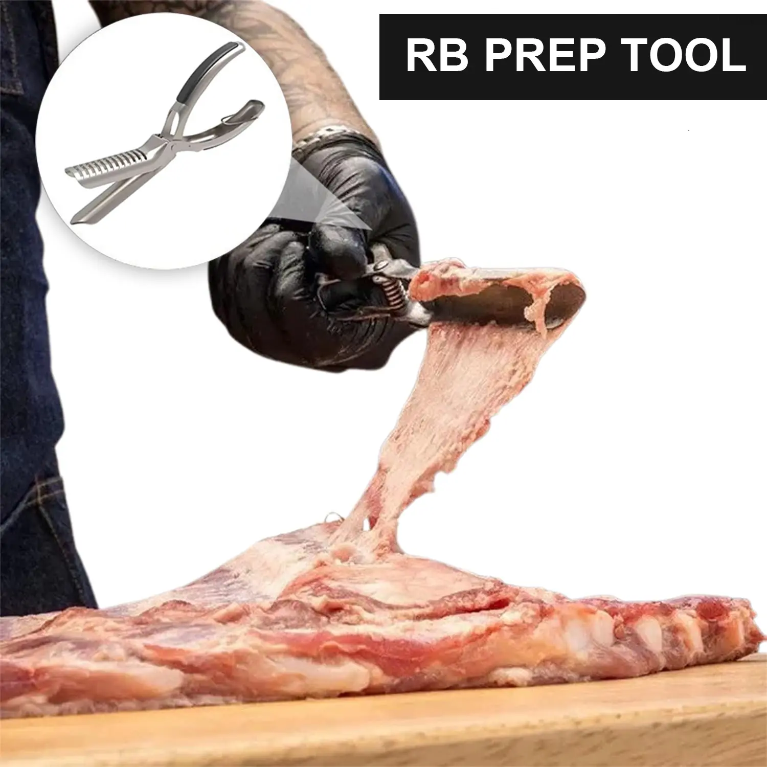Summervibes BBQ Rib，Rib BBQ Membrane Remover Stainless Steel Tool Kit， with Arc Clamp & Non-Slip Grip Ergonomic Design for Effortless Meat Cleaning & Outdoor Grillin Dishwasher Safe BBQ Accessories