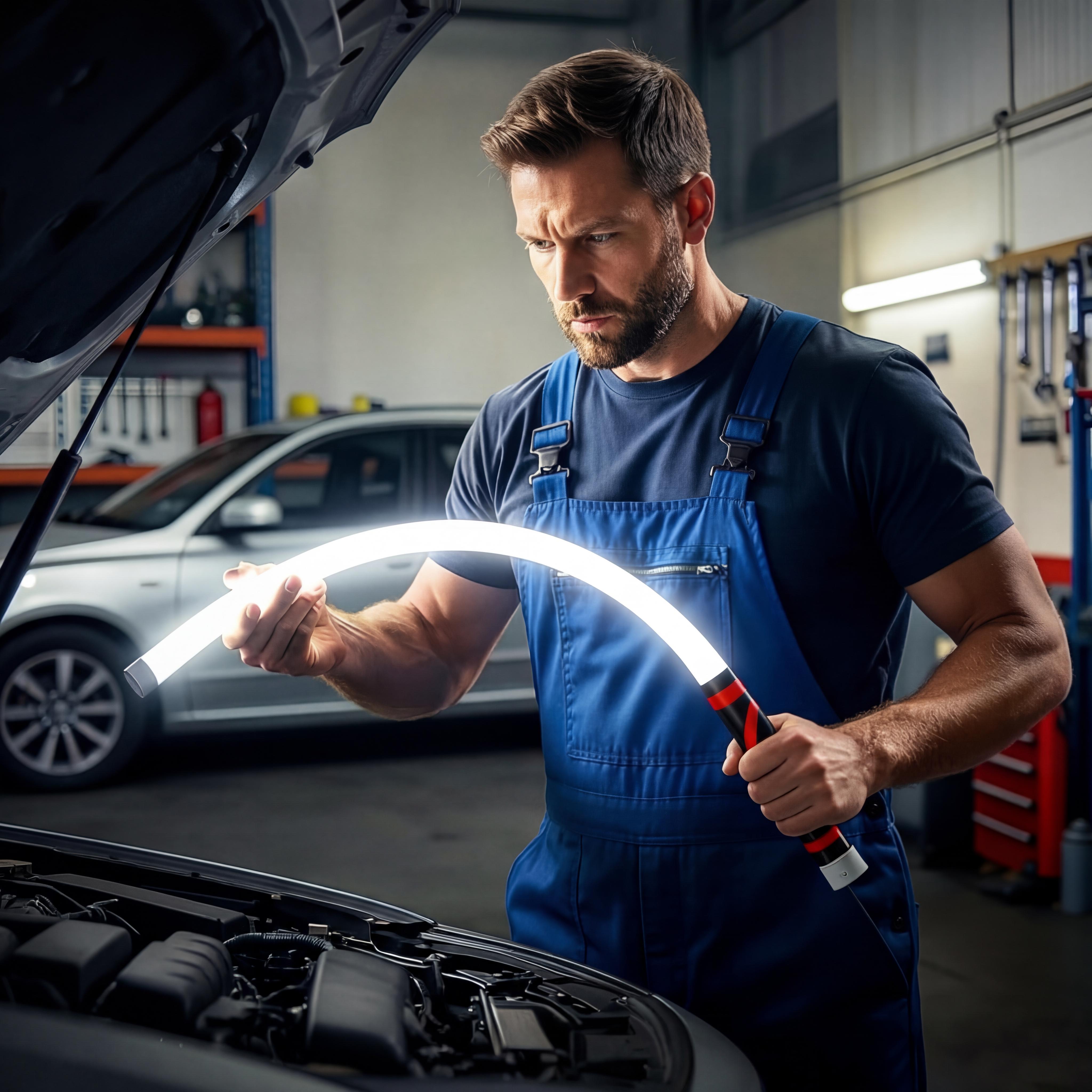Bendable LED Flashlight Stick – 27" Flexible LED Work Light, High Lumen Magnetic Inspection Light, Rechargeable 7-Hour Runtime, Hands-Free Repair Light for Car Engine, Mechanic, Off-Road,Summervibes
