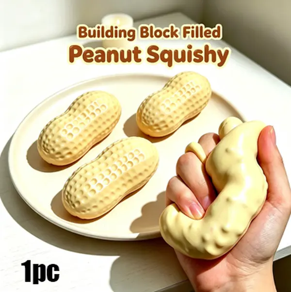 Crunchy Sound Peanut Soft Squeeze Fidget Toy, Funny Sensory Hobby Play Toy, Portable Stress Relief Decompression Toy, Cute Peanut Desk Relax Ornament, Ideal Gift For Teens Adults Party Leisure Entertainment