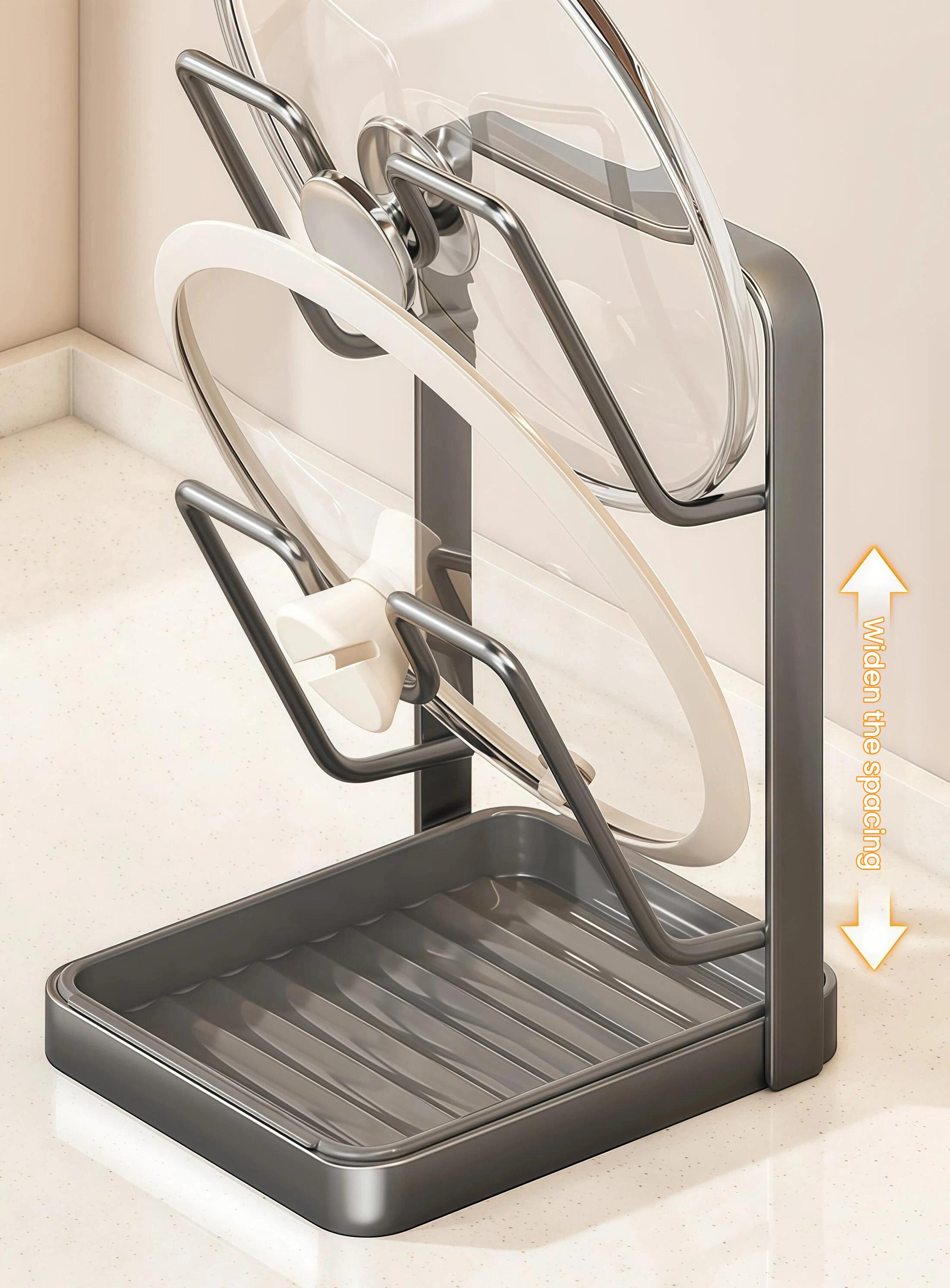 JointlyCreating Multi-Functional Kitchen Organizer Rack Holds Lids Cutting Boards Non-Slip Durable Double Layer