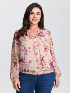 【Summer Turn-Up】【Neck-Lengthening】BlOOMCHIC Plus Size Soft Romance Stretchy Hem Women's Blouse [M-6X] 2026 Summer Pick for Mother's Day