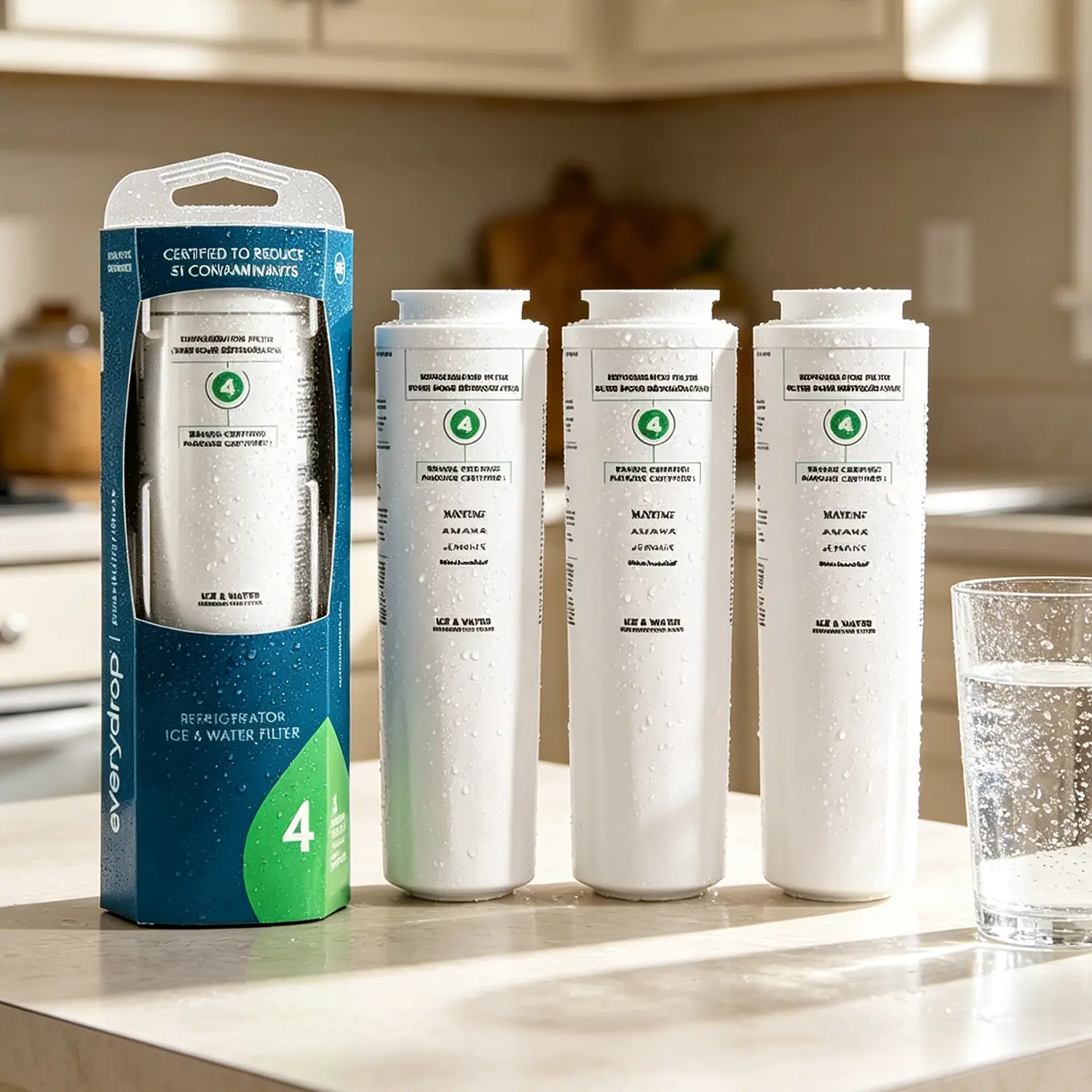 EveryDrop by Whirlpool EDR4RXD1 Refrigerator Water Filter, Filter 4 Replacement for UKF8001, 4396395, WF50, NSF Certified to Reduce 31 Contaminants Including Lead, Pesticides & Pharmaceuticals, 6-Month / 200 Gallon Lifespan