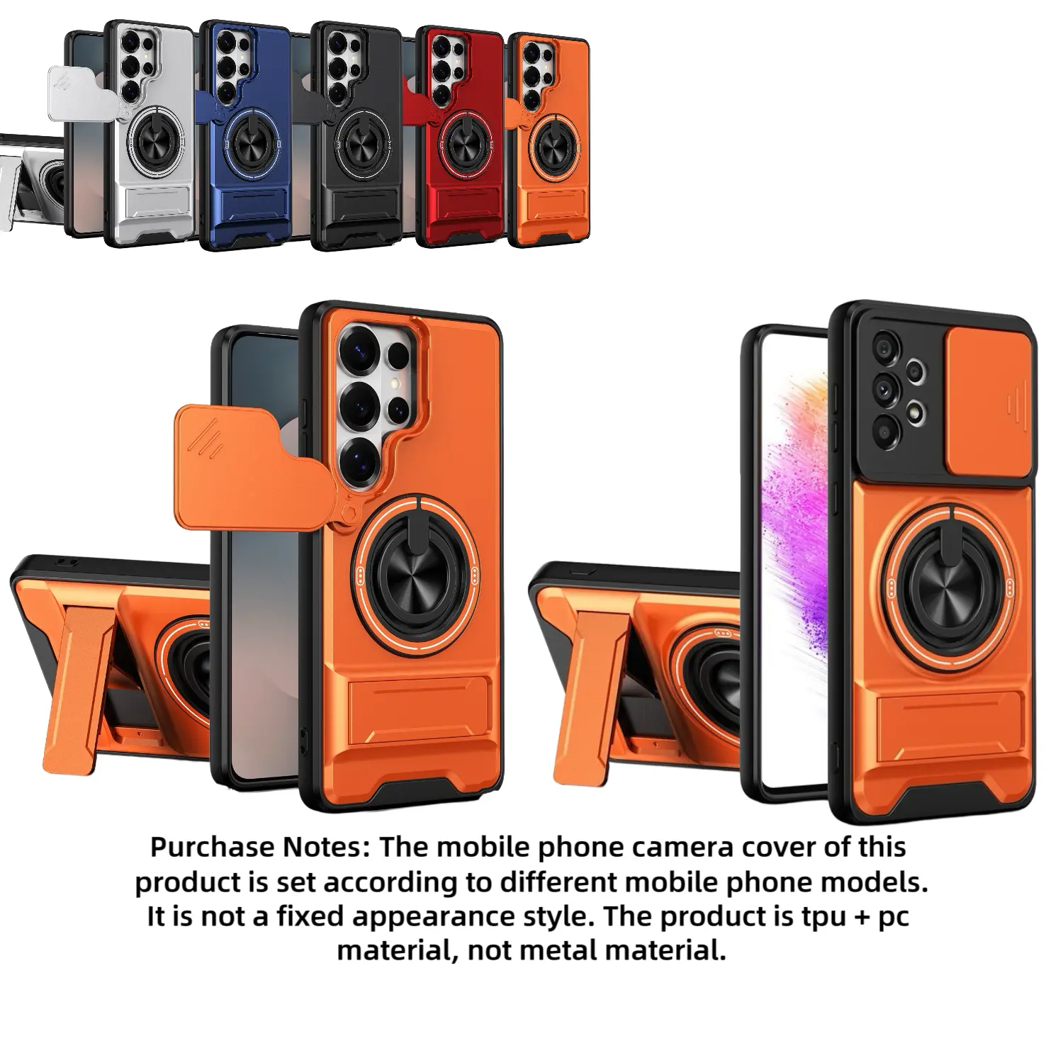 Rotating Ring Phone Case, Compatible with Samsung 26/25/24/23/22/21 Ultra, High-End Design, Practical Stand Case, TPU+PC Armor Shell, with Camera Protector, Unisex, Military-Grade Protective Case