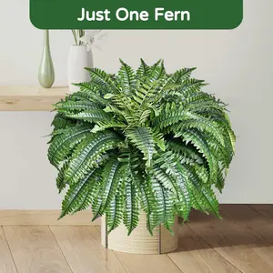 2 Pack Large 88 Leaves Artificial Ferns for Outdoors Look Real, Fake Large Faux Boston Ferns for Outdoor Planter Realistic UV Resistant Artificial Fake Plants for Porch Patio Hanging 47 inch