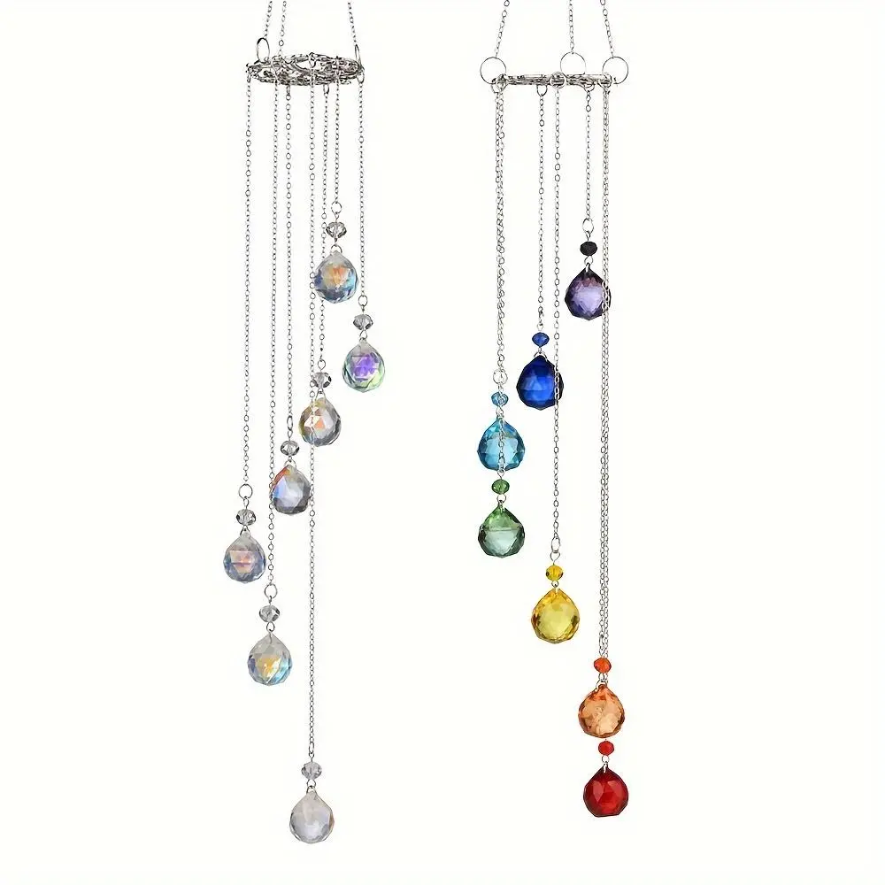 Tree of Life Crystal Sun Catcher Hangable Ornament, 7-Color AB Crystal Ball Rainbow Maker, Boho Home Decor for Window & Garden, Bedroom Decor, Unique Wedding Party Gift for Her