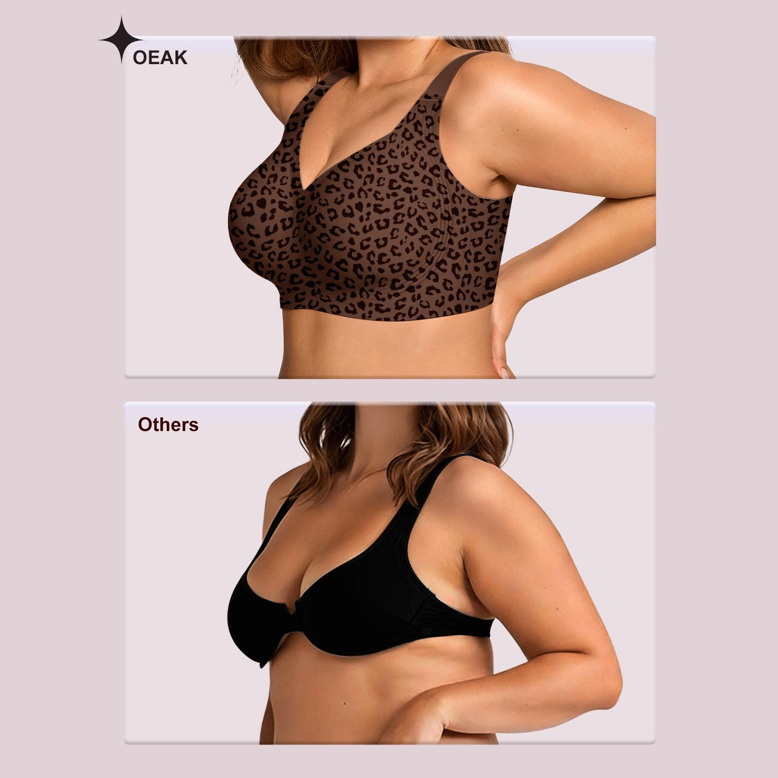 OEAK Jelly Bras Women Seamless Lift Bra Wireless Push Up No Underwire Full Coverage Plus Bras Comfort Supportive Sports T-Shirt Bra
