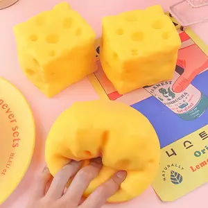 Jumbo Cheese Squishy - 10cm Slow Rebound Fidget Toy | Soft EVA Flour-Filled Stress Ball Funny Squishy Cheese Block – Yellow Moldable Sensory Fidget Toy with Squeeze Feature, Cute Creative Valentine’s Day Gift for Friends