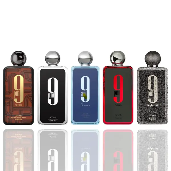 Afnan Men's 5-Piece Viral Classics EDP Fragrance Set - Collectible, Luxurious Multi-Pack with Intense Perfume, Long-Lasting Scents: 9PM Elixir, REBEL, Night Out, Signature Scent, 9am Dive Men's Cologne