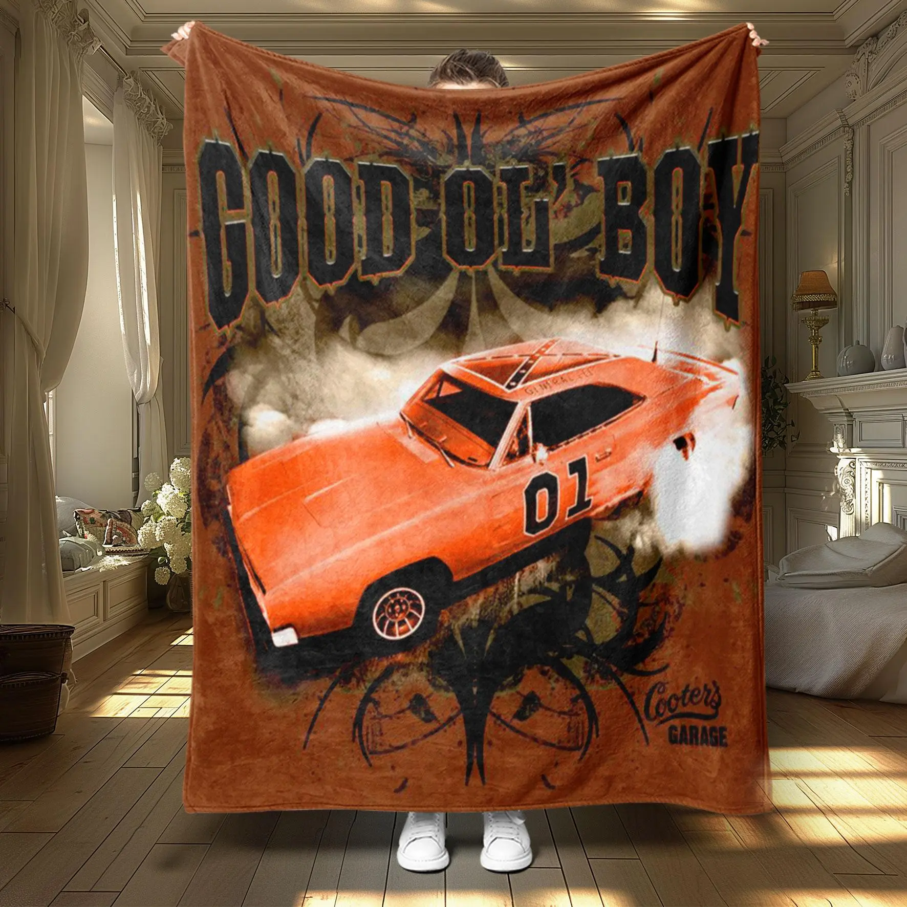 Vintage Car Pattern Blanket, Soft Throw Blanket, Air-Conditioned Room Blanket, Warm Nap Blanket For Home Office Travel Camping