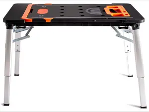 LOJOK  7-in-1 Workbench Multifunctional Portable Foldable Workbench Painted Work Table, can be used as a workbench, scaffold, platform, sawhorse, car creeper, and with a 4-wheel handcart