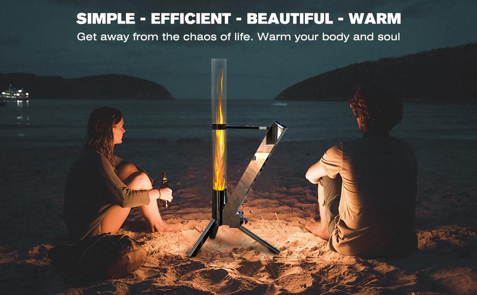 Wood Pellet Paito Heater Rocket, Outdoor Fire Pit Stove Fireplace With Glass Tube Chimney For Garden Backyard Camping Heating (Smokeless & Fireproof)
