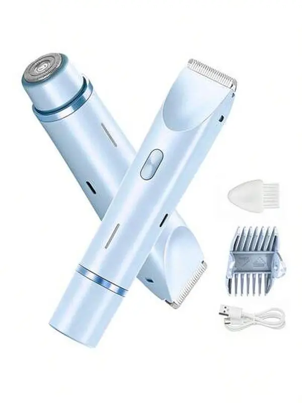 Electric Hair Trimmer, 1 Box Portable Electric Shaver with Rechargeable Hair Removal Dual Heads, Waterproof Hair Removal Tool for Underarm, Body, Facial, Bikini Shaver for Women, Electric Shaver Women, Cordless Multifunctional Hair Trimmer