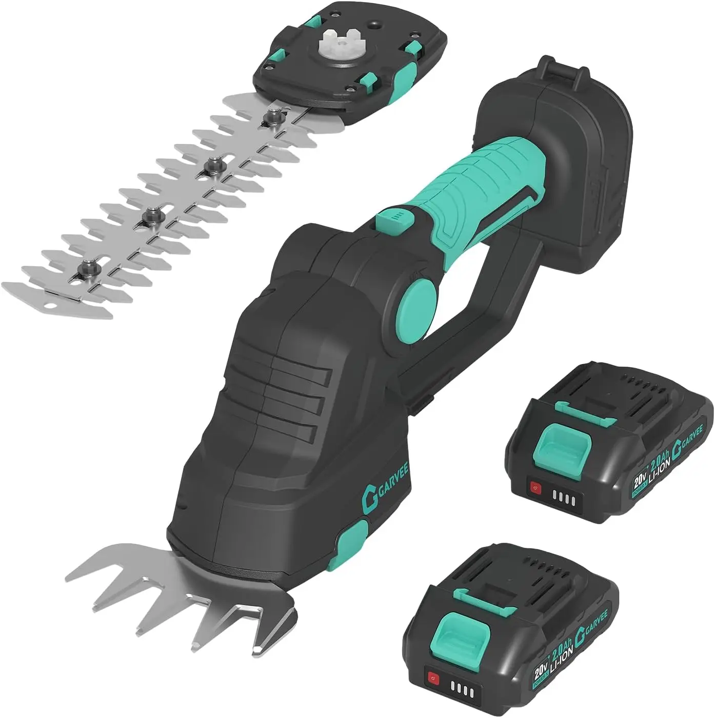 2-in-1 Hedge Trimmer Cordless, Handheld Electric Hedge Trimmer, Grass Shears and Hedges Trimmers, Up to 120 Minutes of Use, with 2Pcs 20V 2.0Ah Battery and Charger, for Lawns, Gardens and Yards