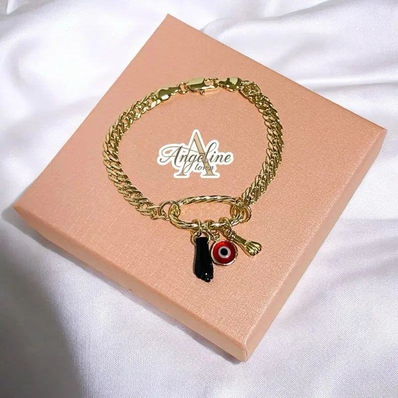 Pulsera  español ojito rojo for Women's Laminado 14k Capas Oro Real Alta Calidad Uso Diario Fashion Jewelry
