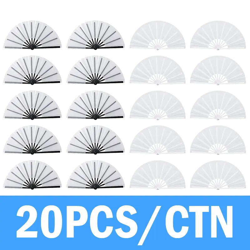 Icesip 20pcs Mix Color Sublimation Clacking Hand Fans with Plastic Bones, Foldable Sublimation-Friendly Fabric, Portable, Cooling, Durable, Paper-Ready for DIY Projects, Event Planners, Bulk Carton, Unique Clacking Sound