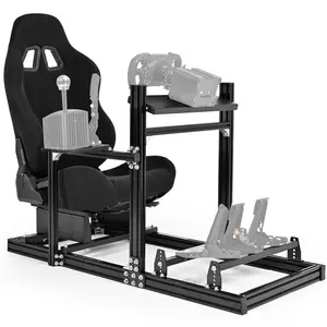 Dardoo Professional 3060 Aluminium Profile Racing Simulator Cockpit (Black Seat Version), compatible with G923/G920/G30 and T500, T818, T80, T128, T300 series steering wheels. Electronic components not included.