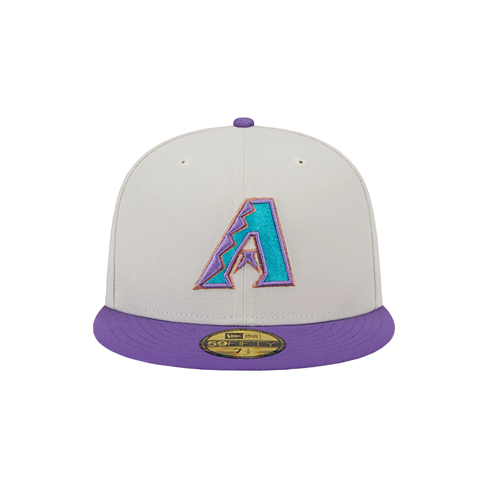 59FIFTY Arizona Diamondbacks 2001 World Series - Class Back Patch Fitted Hat "Khaki and Purple / Grey - Under Brim" NE905