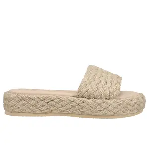 BEACH by Matisse Womens Caspia Espadrille Platform Slide Casual Sandals Casual Mid Heel 2-3" - Beige