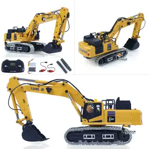 1/50 RC Digger PC520 Electric Lifting Radio Control Excavator Engineering Vehicle Metal Tracks Lights Sound Small Toy Collection