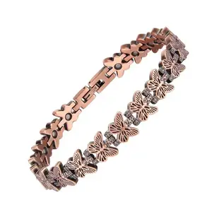 Eclat Mystique Women's Butterfly Copper Magnetic Bracelet, Pure Copper Adjustable Bracelet with 3500 Gauss Magnets, Gift Jewelry with Sizing Tool