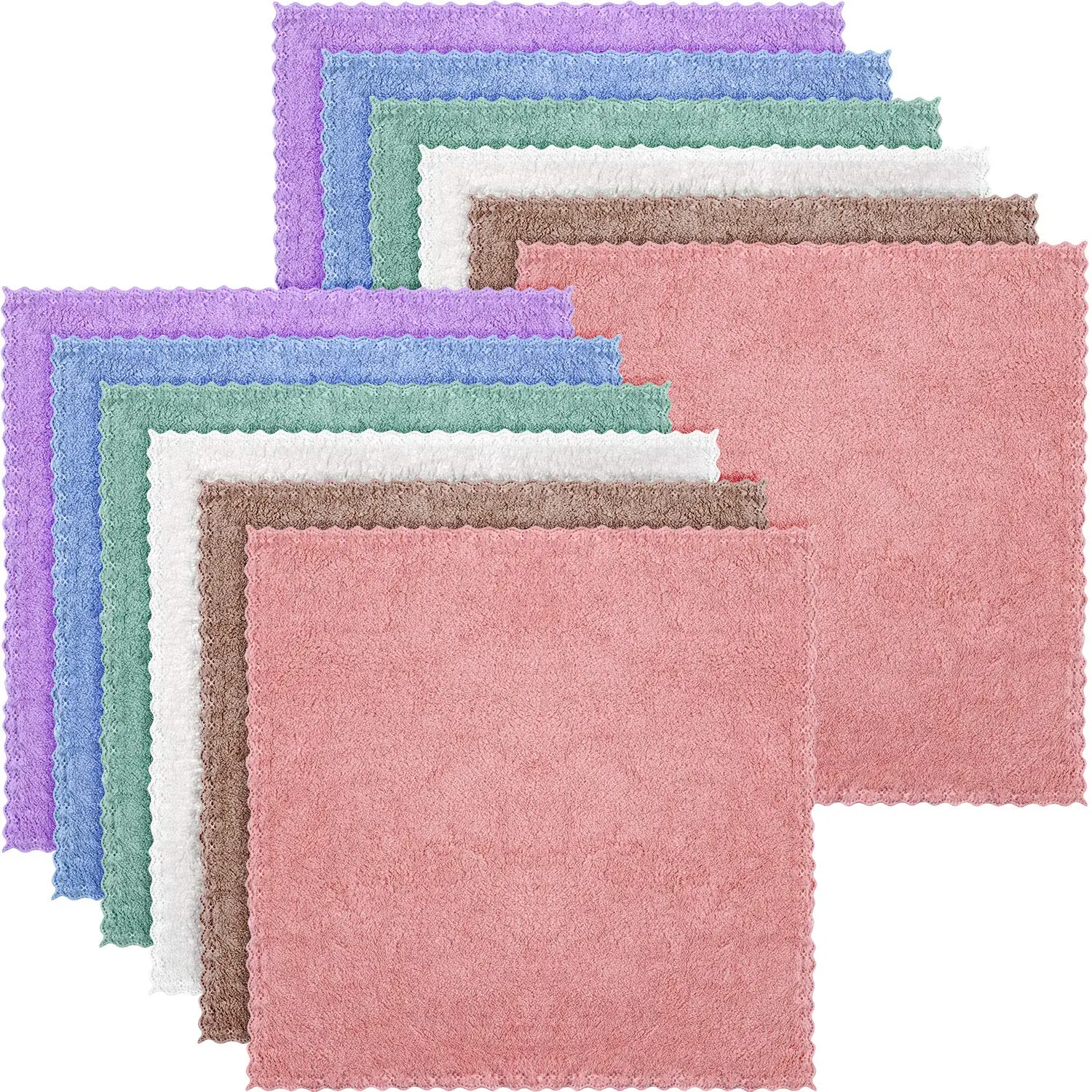 12 Pack Reusable Microfiber Face Wash Towels - Soft Colorful 10x10in Bath Personal Wipes for Dry Skin, Gentle Exfoliation, Cleaning Method Face Cleanser Cloths