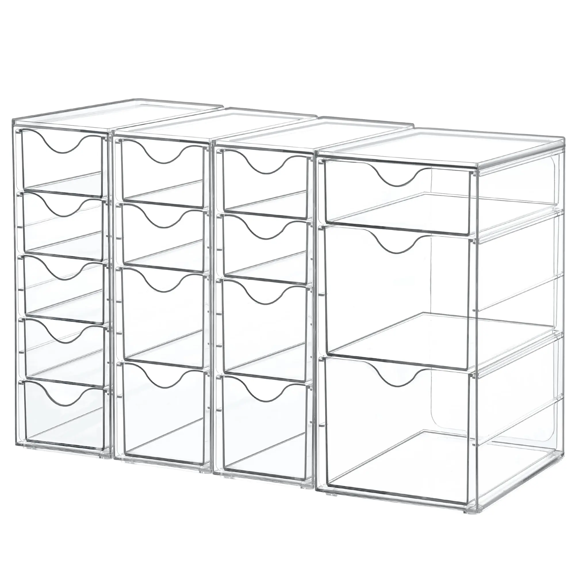 【Live only】Vtopmart Acrylic Organizer with 16/32 Drawers Clear Storage Drawers for Office Supplies Makeup Jewelry Art Crafts, Non-Slip Water&Dust Proof, Drawer Options for Desk Vanity Pantry